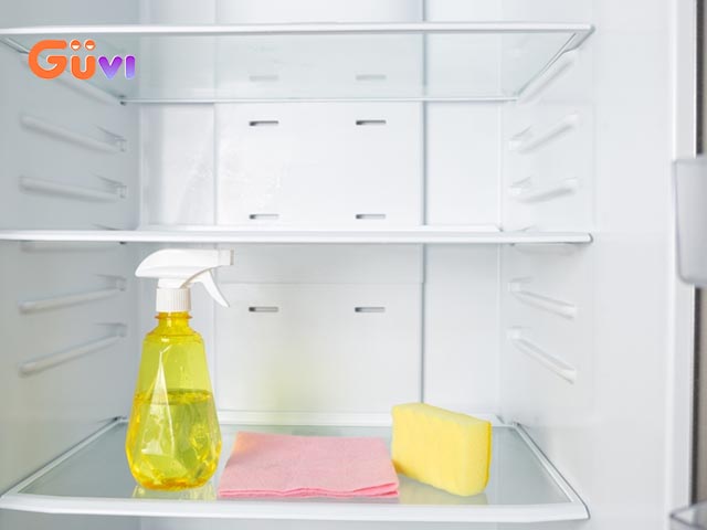dụng cụ làm sạch lau chùi tủ lạnh lâu ngày không dùng